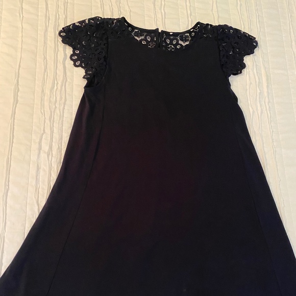 Loft Navy Lace Top Flutter Sleeve - Picture 1 of 2